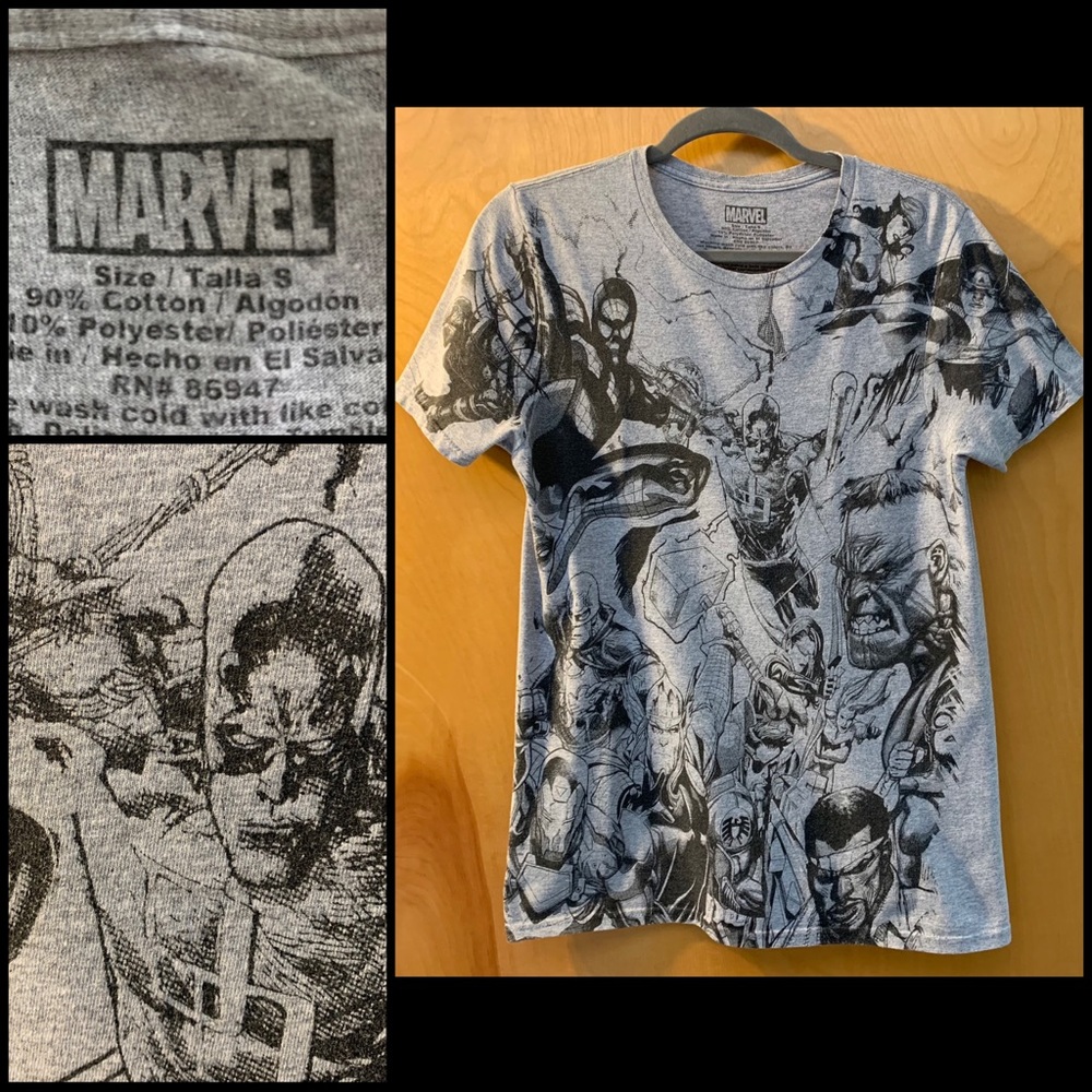 🔥5/$20🔥 “Marvel Comics” Superheros Gray Tee size M
